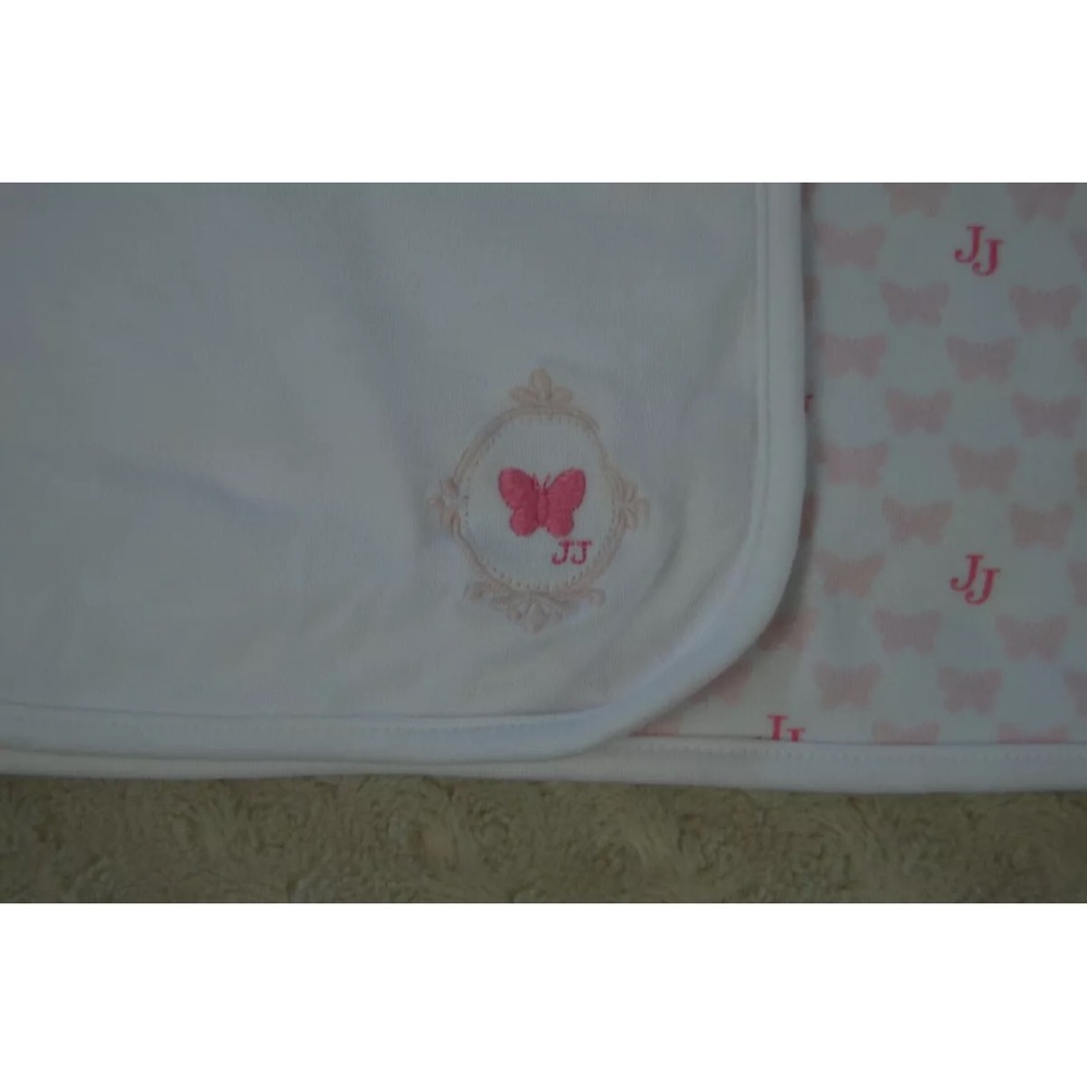 Janie and Jack Pink Butterfly Baby Blanket White JJ Security Lovey Butterflies